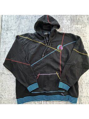 Cookies SF Men's 4XL Full Zip Hoodie Black Multi-Color Embroidered Logo Hooded